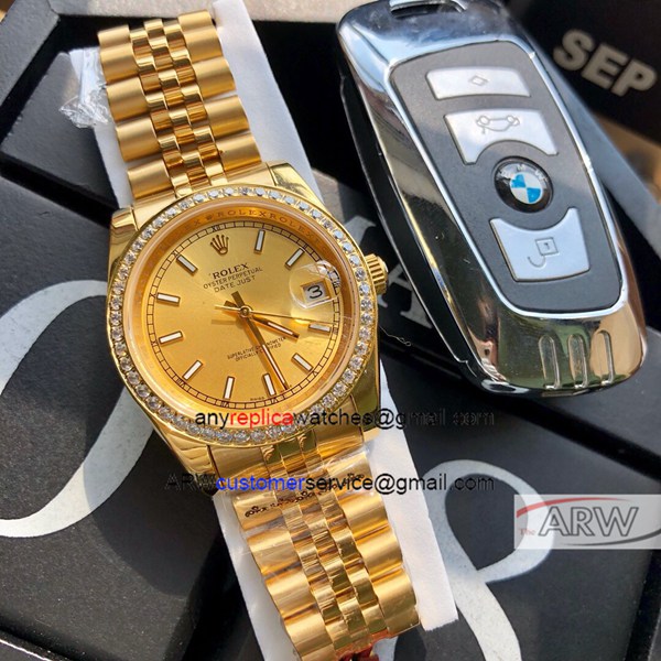 Copy Rolex Datejust 40mm Yellow Gold Diamonds Watch For sale